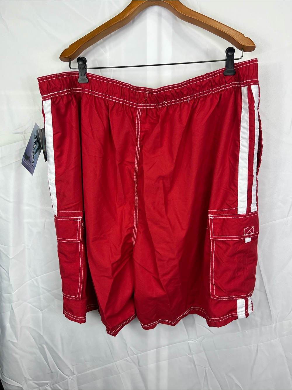 Kanu Surf Red Swim Shorts with White Side Stripe